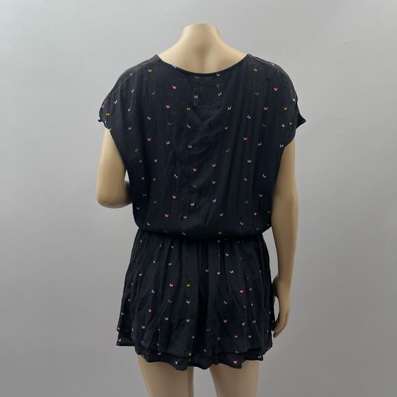 Rails Dress Women S Black Lucca Rainbow Butterfly Print Mini Ruffle Casual NWT - Picture 4 of 11